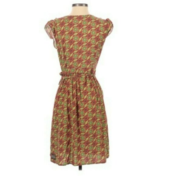 MATILDA JANE Cheerio Wrap Small Wrap Dress Green Red Retro Party Career … - Picture 9 of 10